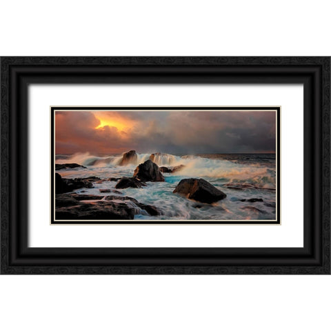 After Storm Wave Black Ornate Wood Framed Art Print with Double Matting by A Hveding, Bjorn