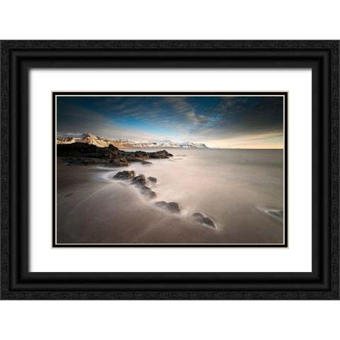 ... Tides Black Ornate Wood Framed Art Print with Double Matting by Hoffmann, Raymond