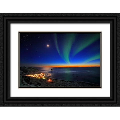Sunset At Bleik Black Ornate Wood Framed Art Print with Double Matting by Samuelsen, Roy