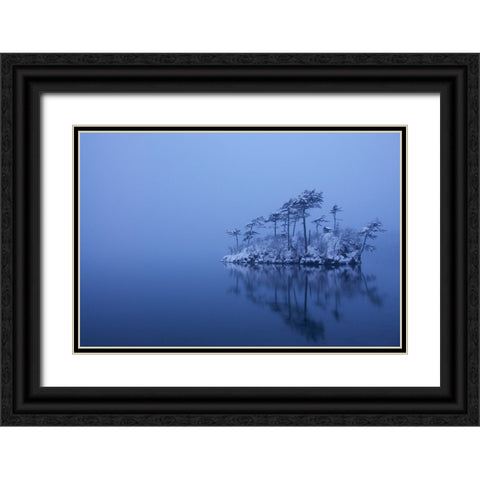 Snowy Morning Black Ornate Wood Framed Art Print with Double Matting by Iga, Ikuo