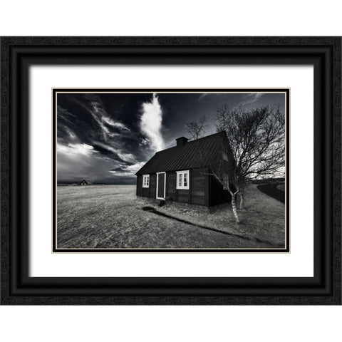 Old Black Ornate Wood Framed Art Print with Double Matting by Ingibergsson, Bragi