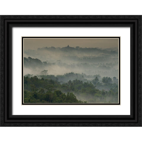 Temple In The Mist Black Ornate Wood Framed Art Print with Double Matting by Wrobel, Karsten