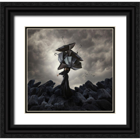 Cover Me Up-So No One Can See Me Laughing Black Ornate Wood Framed Art Print with Double Matting by Hardibudi