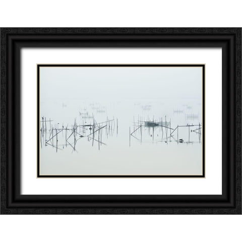 Inba Black Ornate Wood Framed Art Print with Double Matting by Tomihisa, Kouji