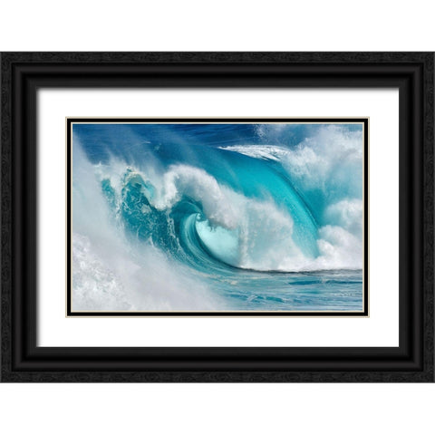 When The Ocean Turns Into Blue Fire Black Ornate Wood Framed Art Print with Double Matting by Montero, Daniel