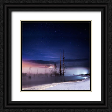 A Winter Night Black Ornate Wood Framed Art Print with Double Matting by Yang, Shu-Guang