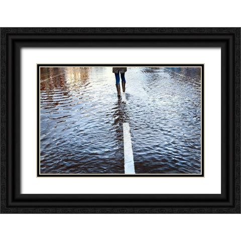 Walk The Line Black Ornate Wood Framed Art Print with Double Matting by Wride, Linda