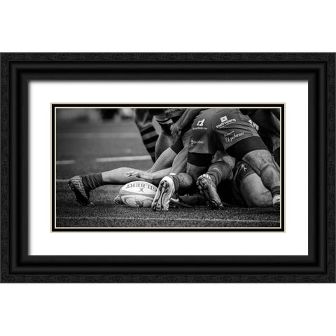 Rugby Black Ornate Wood Framed Art Print with Double Matting by March, Cesar