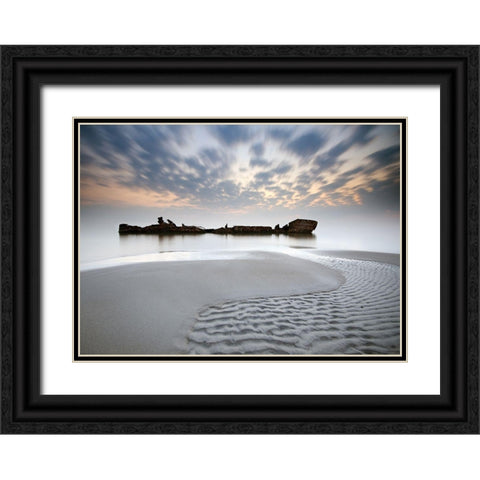 The Wreck Black Ornate Wood Framed Art Print with Double Matting by Keller