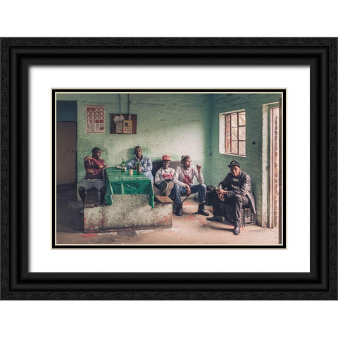 Local Hangout. Black Ornate Wood Framed Art Print with Double Matting by Santos, Carlos Grury