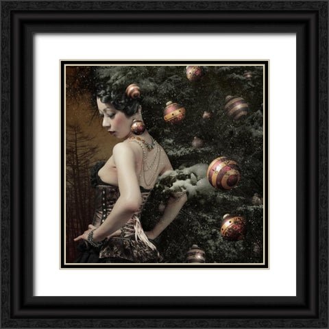 Lady Of DecemberA#039;S Tree Black Ornate Wood Framed Art Print with Double Matting by Murakami, Kiyo