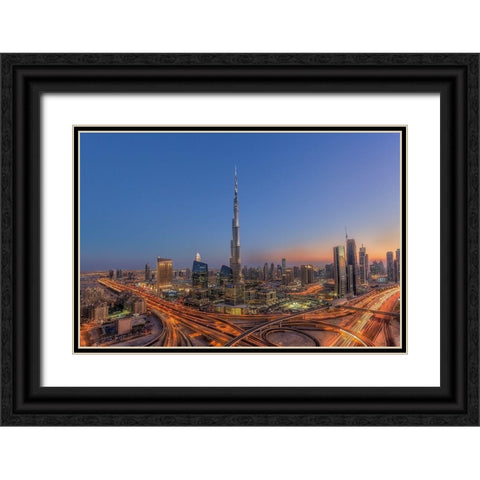 The Amazing Burj Khalifah Black Ornate Wood Framed Art Print with Double Matting by Rustam, Mohammad