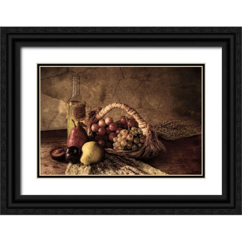 Grapes Black Ornate Wood Framed Art Print with Double Matting by Simonato, Silvia