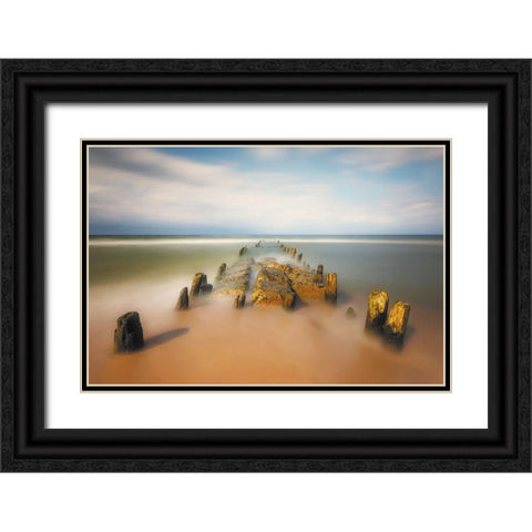 Sea Road Black Ornate Wood Framed Art Print with Double Matting by Krol, Piotr