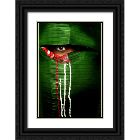 Mysterious Eye Black Ornate Wood Framed Art Print with Double Matting by Zen, Adithya
