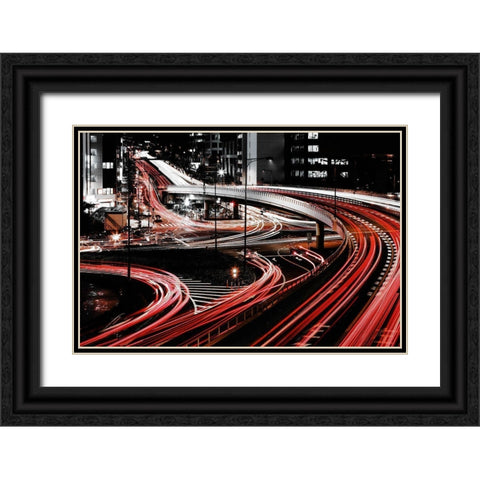 Vein Black Ornate Wood Framed Art Print with Double Matting by Ono, Shigehiro