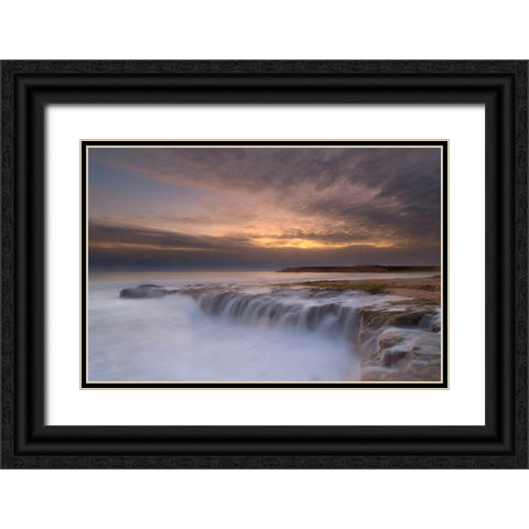 Waterfall Black Ornate Wood Framed Art Print with Double Matting by L, Yan