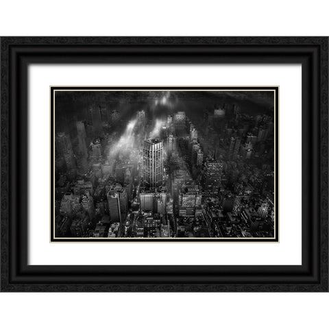 New York City Black Ornate Wood Framed Art Print with Double Matting by Londal, Leif