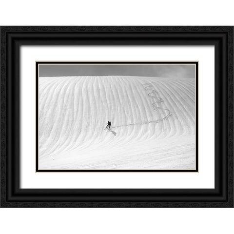 Snow Wave Surfing Black Ornate Wood Framed Art Print with Double Matting by Svoboda MQEP, Peter