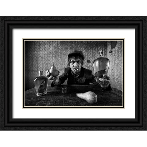 Eat Or Drink? Black Ornate Wood Framed Art Print with Double Matting by Grobenski, Mario