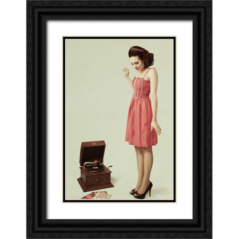 Pin Up Girl Iii Black Ornate Wood Framed Art Print with Double Matting by Peeters, Bart