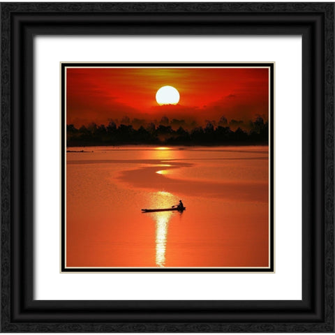 Rowling Alone Black Ornate Wood Framed Art Print with Double Matting by Intarob, Sarawut