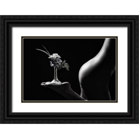 Little Flower Stand Black Ornate Wood Framed Art Print with Double Matting by Galon Ma, Derek