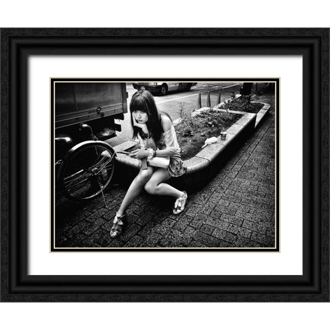 Girl Black Ornate Wood Framed Art Print with Double Matting by Suzuki, Tatsuo