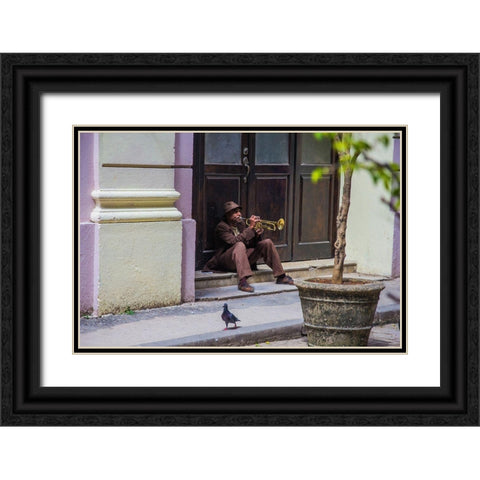 Playing For Pigeons Black Ornate Wood Framed Art Print with Double Matting by Hatherill, Colin