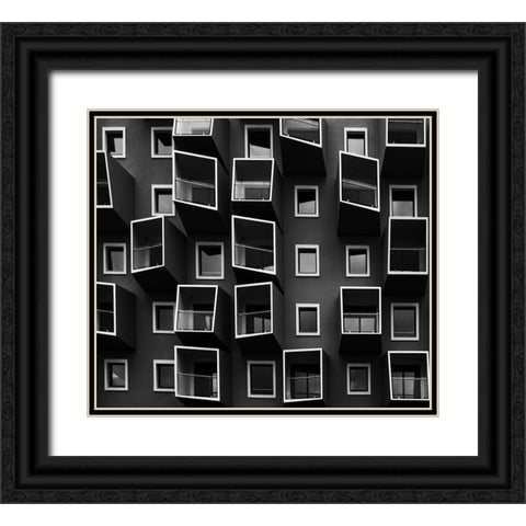 Living In Boxes Black Ornate Wood Framed Art Print with Double Matting by Mathiesen, Kent