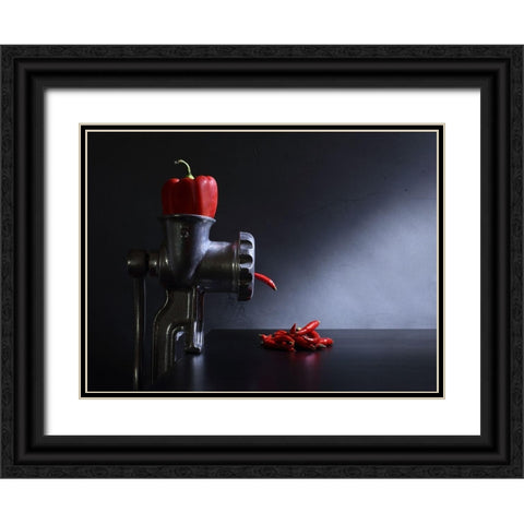 Red And Hot Black Ornate Wood Framed Art Print with Double Matting by Ivanova, Victoria