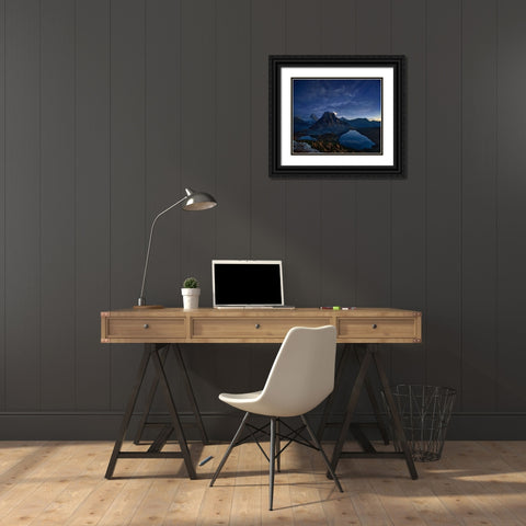 Starry Night At Mount Assiniboine Black Ornate Wood Framed Art Print with Double Matting by Zhang, Yan