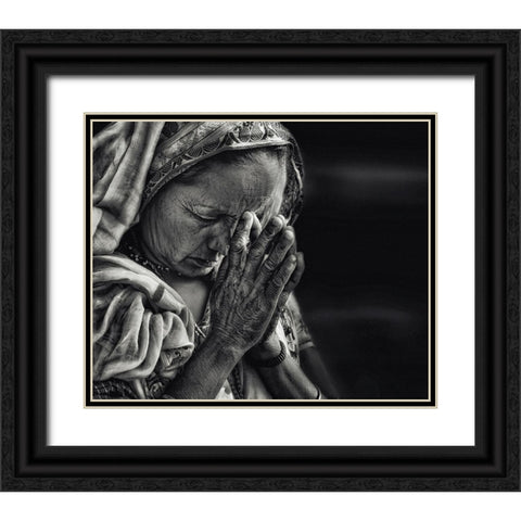 Prayers Black Ornate Wood Framed Art Print with Double Matting by Flour, Piet