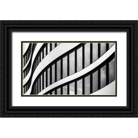 Panta Rhei Black Ornate Wood Framed Art Print with Double Matting by Pixxelpark