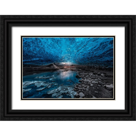 Ice Cave Black Ornate Wood Framed Art Print with Double Matting by De La, Javier
