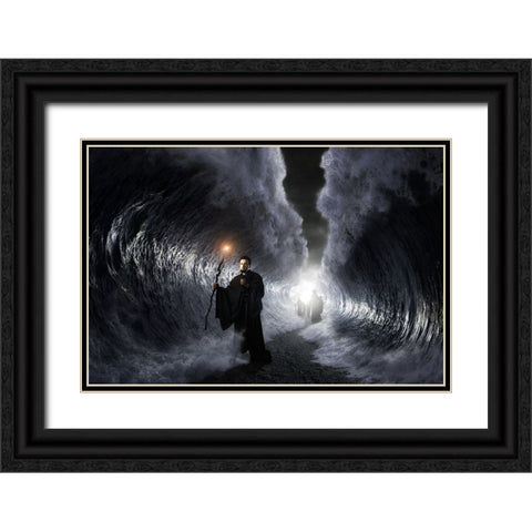 Exodus Black Ornate Wood Framed Art Print with Double Matting by Kiciak, Christophe