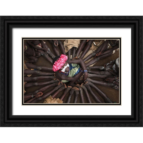 Kids In Holiday Black Ornate Wood Framed Art Print with Double Matting by Alhumaid, Hesham