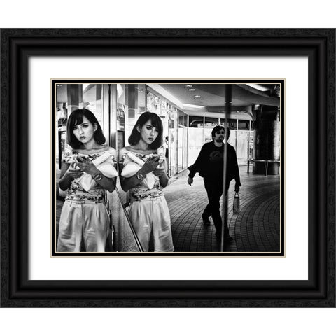Mirror Black Ornate Wood Framed Art Print with Double Matting by Suzuki, Tatsuo