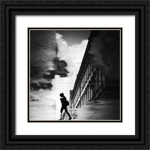 Reflection On The Street Black Ornate Wood Framed Art Print with Double Matting by Sekulic, Dragoslav