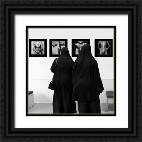 Watching The Exhibition Of John Lommen Black Ornate Wood Framed Art Print with Double Matting by Limberg, Huib