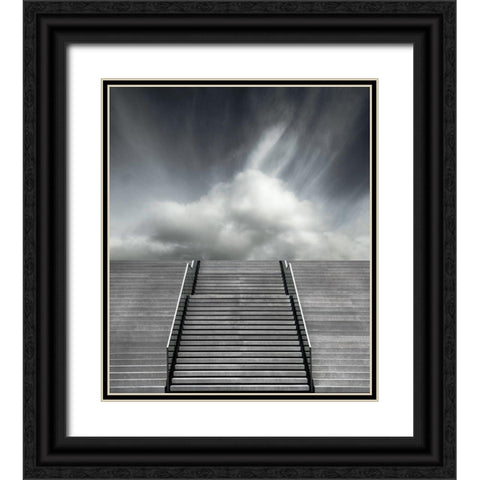 Stair Black Ornate Wood Framed Art Print with Double Matting by Claes, Gilbert