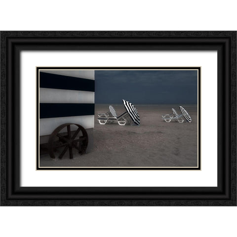 The Blue Cabin... Black Ornate Wood Framed Art Print with Double Matting by Claes, Gilbert