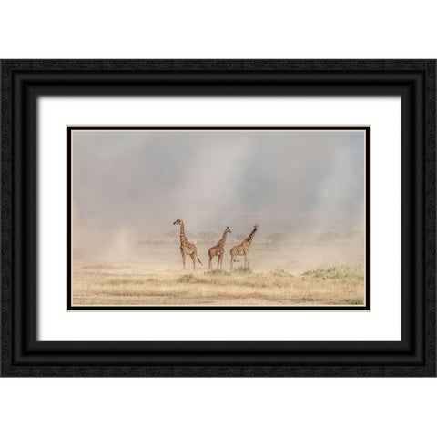 Weathering The Amboseli Dust Devils Black Ornate Wood Framed Art Print with Double Matting by C. Sink, Jeffrey