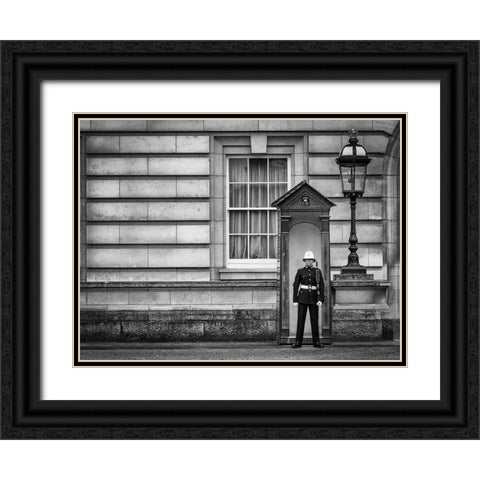 Guard Out Of The Box Black Ornate Wood Framed Art Print with Double Matting by Pfeiffer, Peter