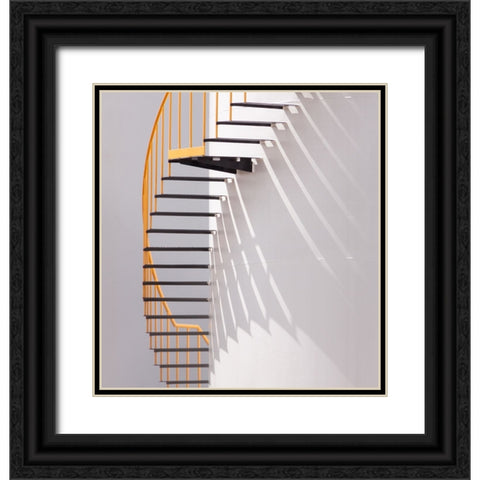 Yellow Staircase Black Ornate Wood Framed Art Print with Double Matting by Hammer, Jacqueline