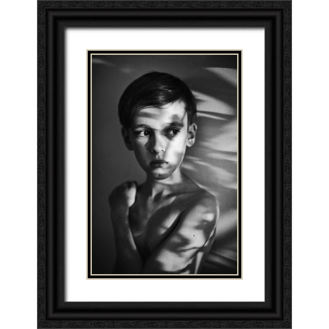 Portrait In Light And Shadows Black Ornate Wood Framed Art Print with Double Matting by Strzelecka, Monika