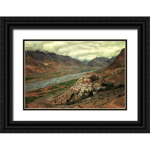 Ki Monastery Black Ornate Wood Framed Art Print with Double Matting by Mehdi Fazelbeygi, M.