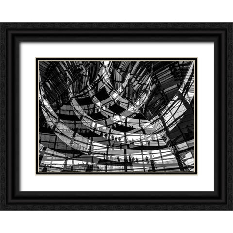 Visitors Black Ornate Wood Framed Art Print with Double Matting by Lenzen, Klaus