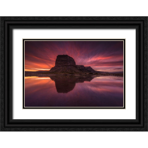 Laandsup3;Magnaopur Black Ornate Wood Framed Art Print with Double Matting by Hoffmann, Raymond