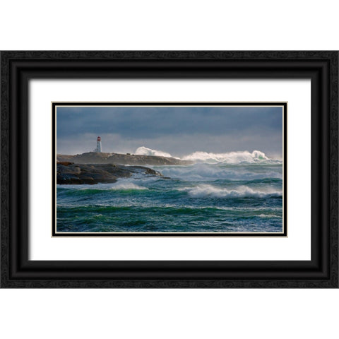 In The Protection Of A Lighthouse Black Ornate Wood Framed Art Print with Double Matting by Morrison, Jamie